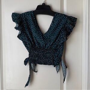 Polka Dot Ruffle Sleeve Top